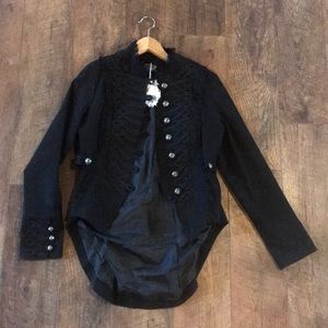 Hearts and roses black gothic tail coat